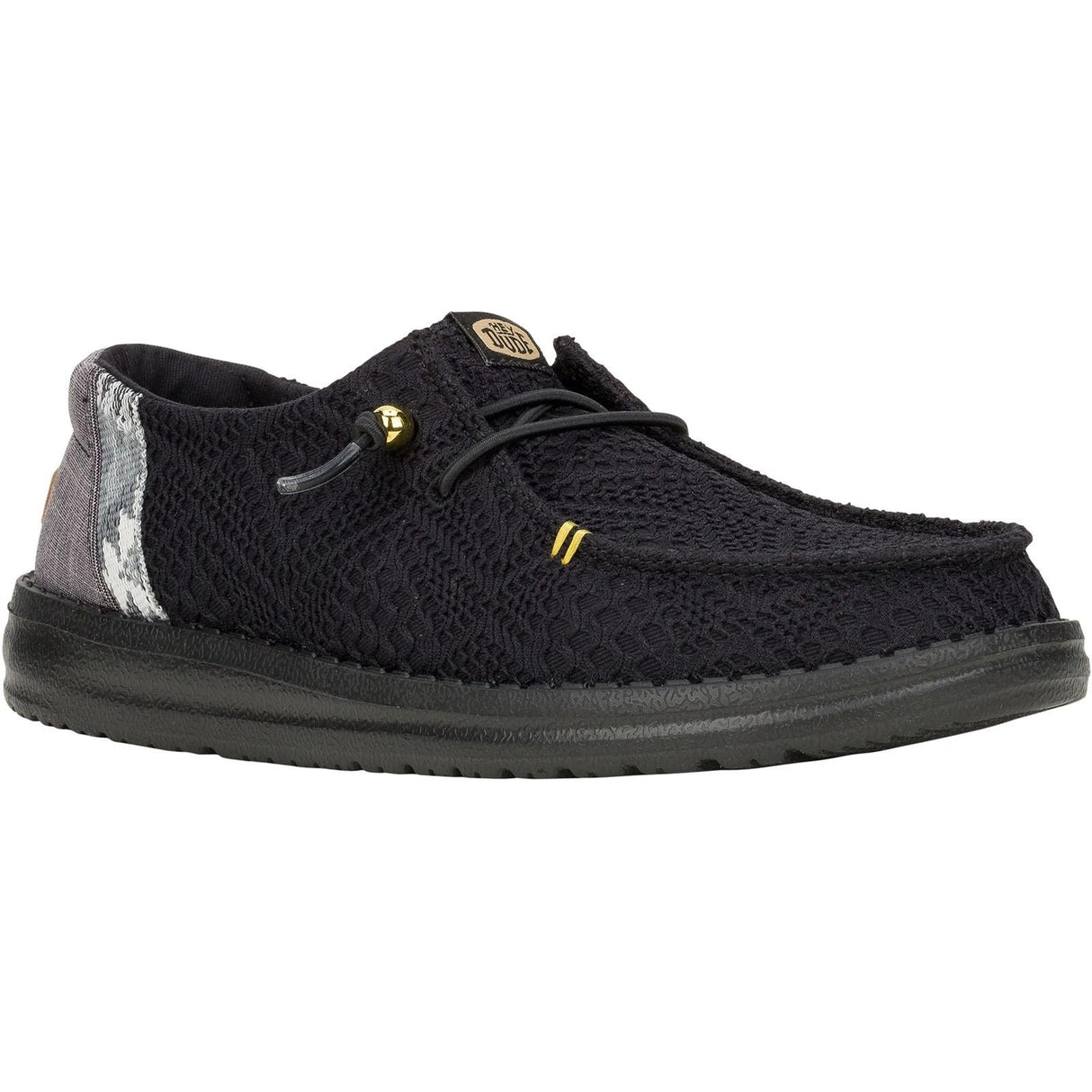 HEYDUDE Womens Wendy Boho Crochet Shoes Black