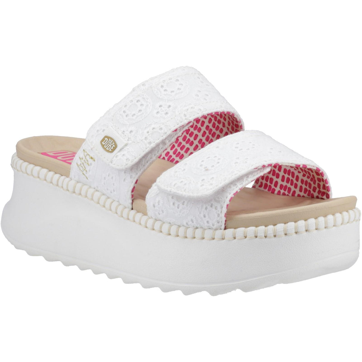 HEYDUDE Womens Delray Slide Eyelet Sandal White