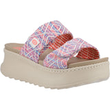 HEYDUDE Womens Delray Slide Surf Baja Sandal Blue/Pink/Multi