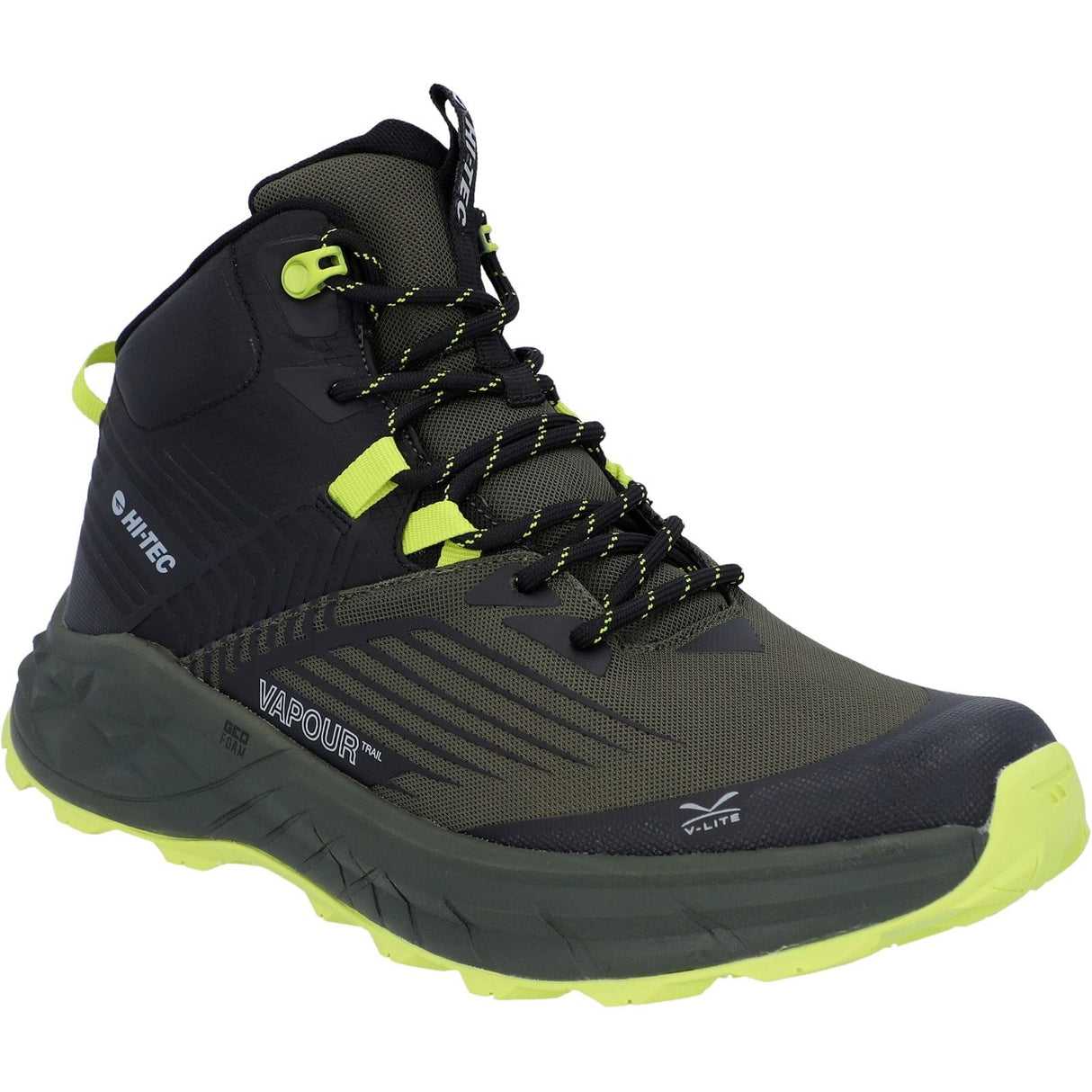 Hi-Tec Mens Fuse Trail Mid WP Trainers Black/Olive
