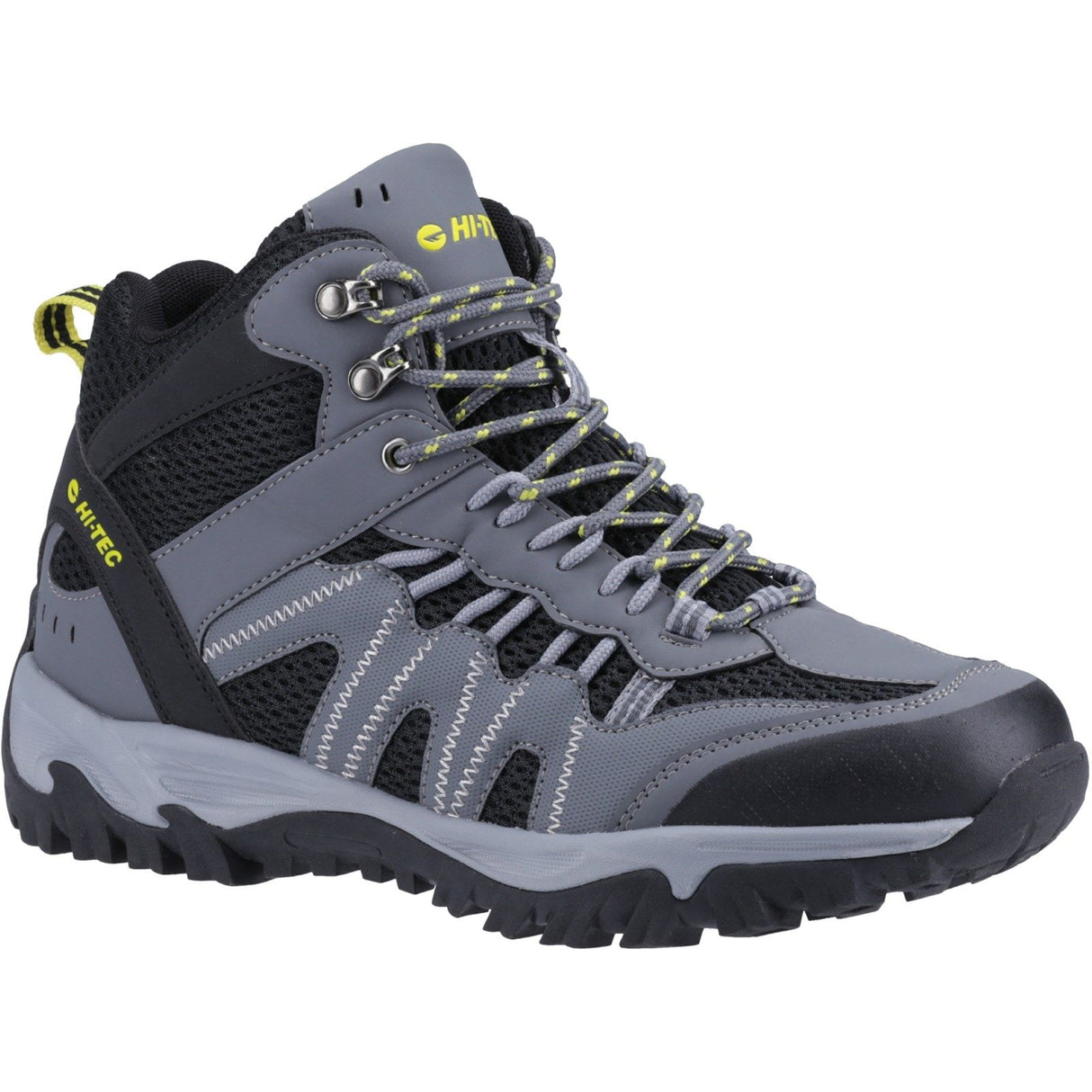 Hi-Tec Mens Jaguar Mid Boots Graphite/Black/Citron