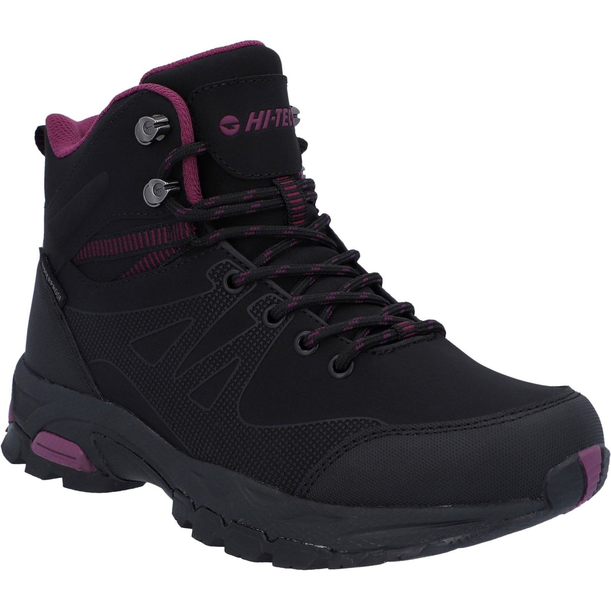 Hi-Tec Womens Jackdaw Mid Waterproof Boot Black/Burgundy