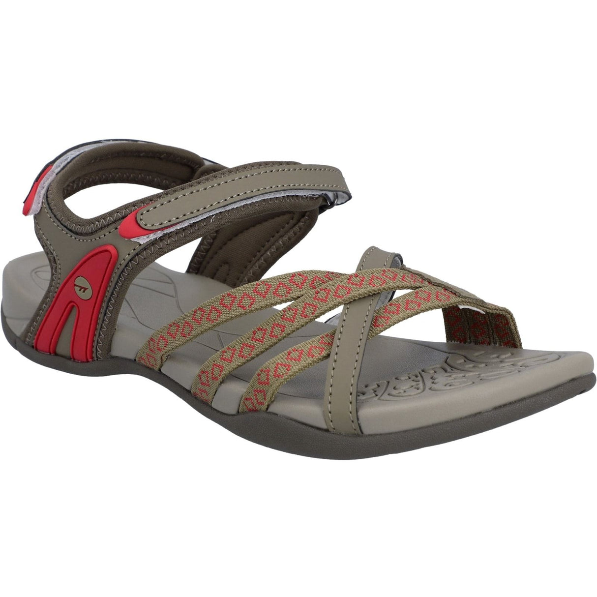 Hi-Tec Womens Savanna II Sandal Light Taupe/Olive/Sunset Coral