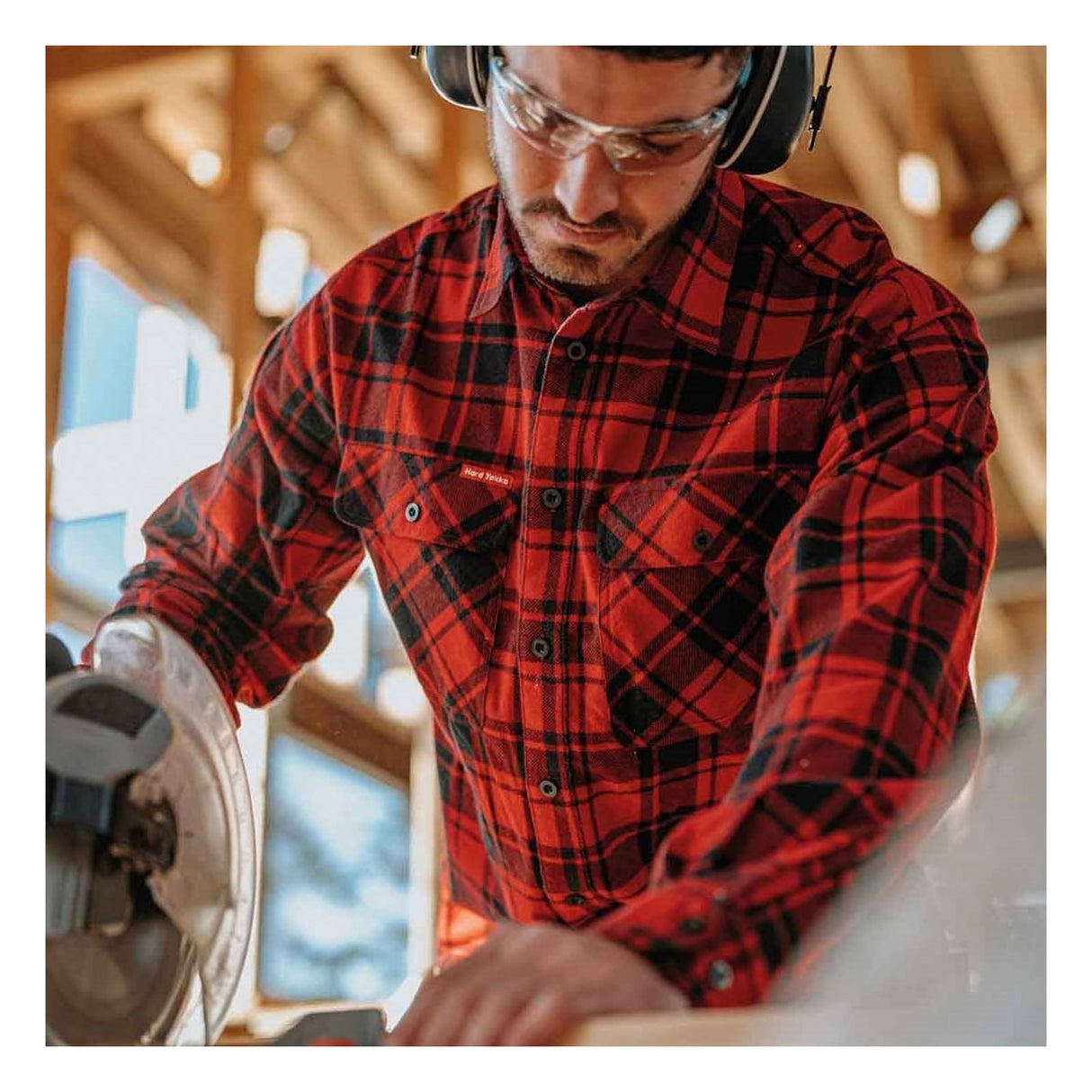 Hard Yakka Mens Core Flannel Shirt Red