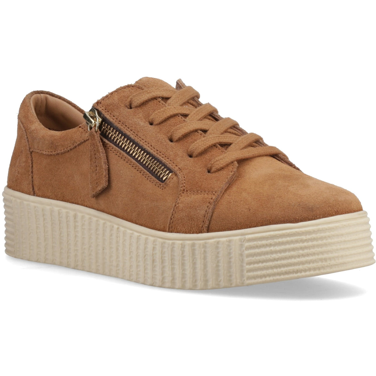 Hush Puppies Womens Tara Suede Trainer Tan