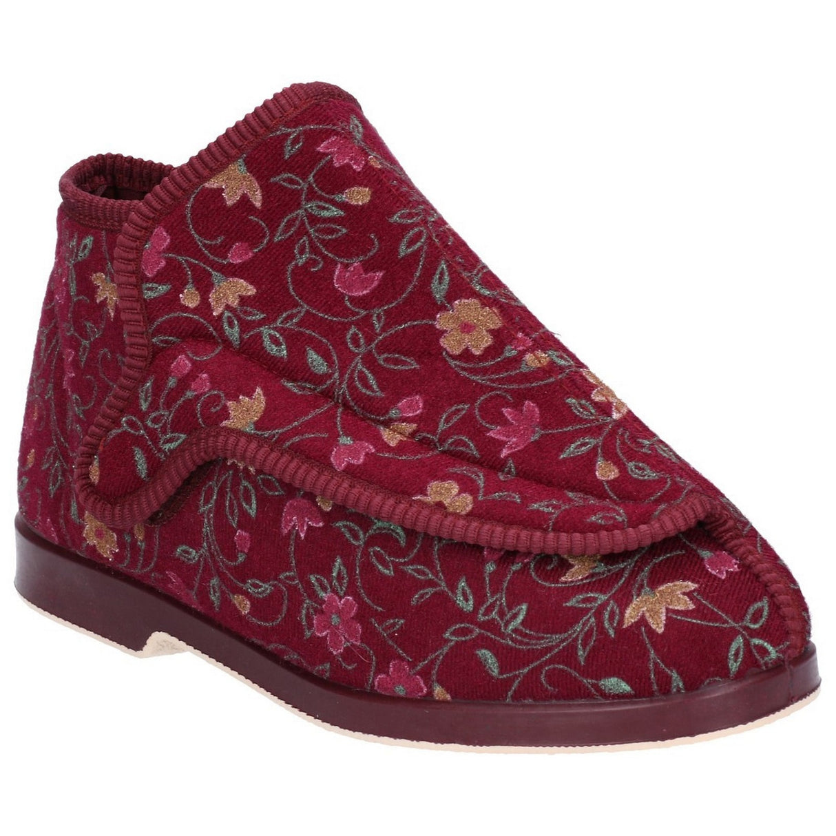 GBS Womens Rhona Ladies Extra Wide Fit Slipper Wine