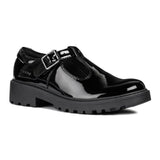 Geox Girls J Casey G. E Buckle Shoe Black Patent