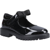 Hush Puppies Junior Girls Astrid Bow Patent Jnr Black