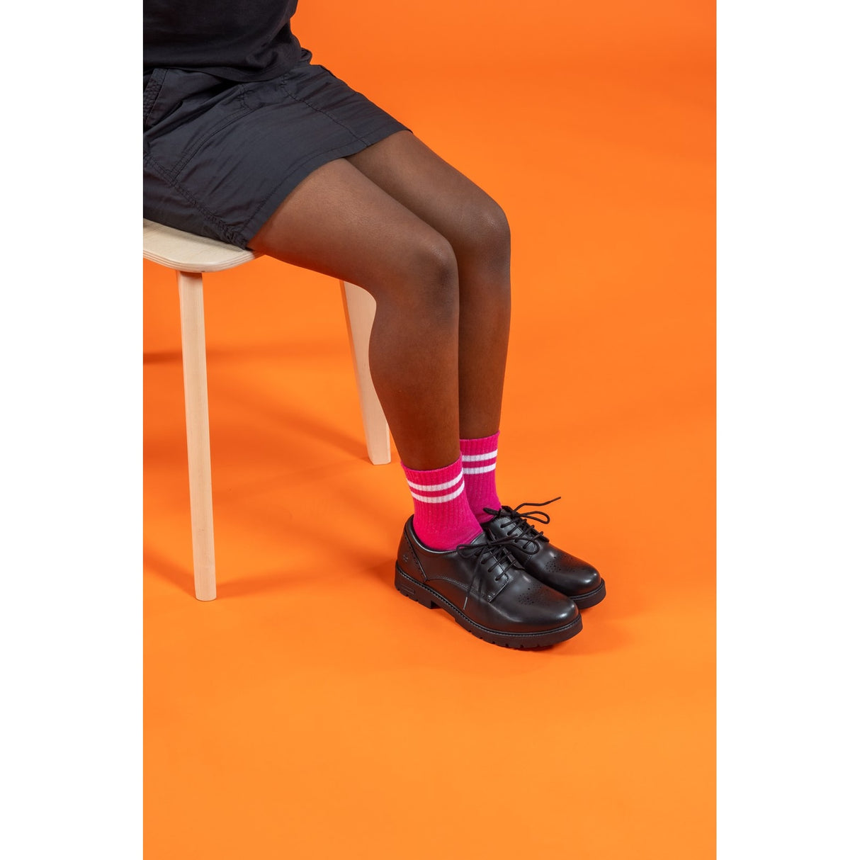 Hush Puppies Girls Jayne Lace Up SNR Shoe Black
