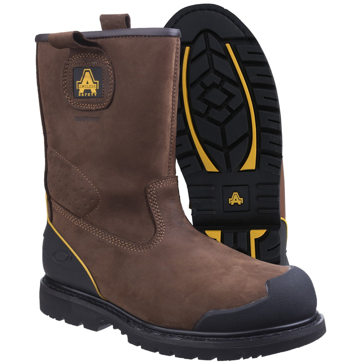 Amblers Safety Mens FS223 Goodyear Welted Waterproof Pull on Industrial Safety Boot Brown