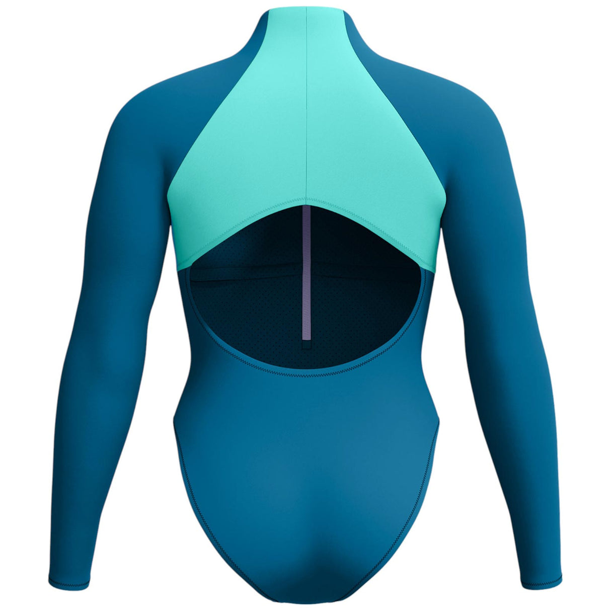 Speedo Womens Colourblock Long Sleeve Zip Swimsuit - Back View