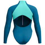 Speedo Womens Colourblock Long Sleeve Zip Swimsuit - Back View