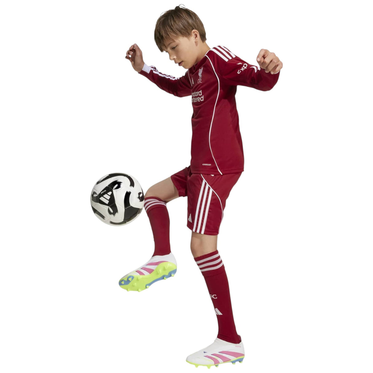 adidas Liverpool Football 2025/26 Kids Long Sleeved Home Jersey