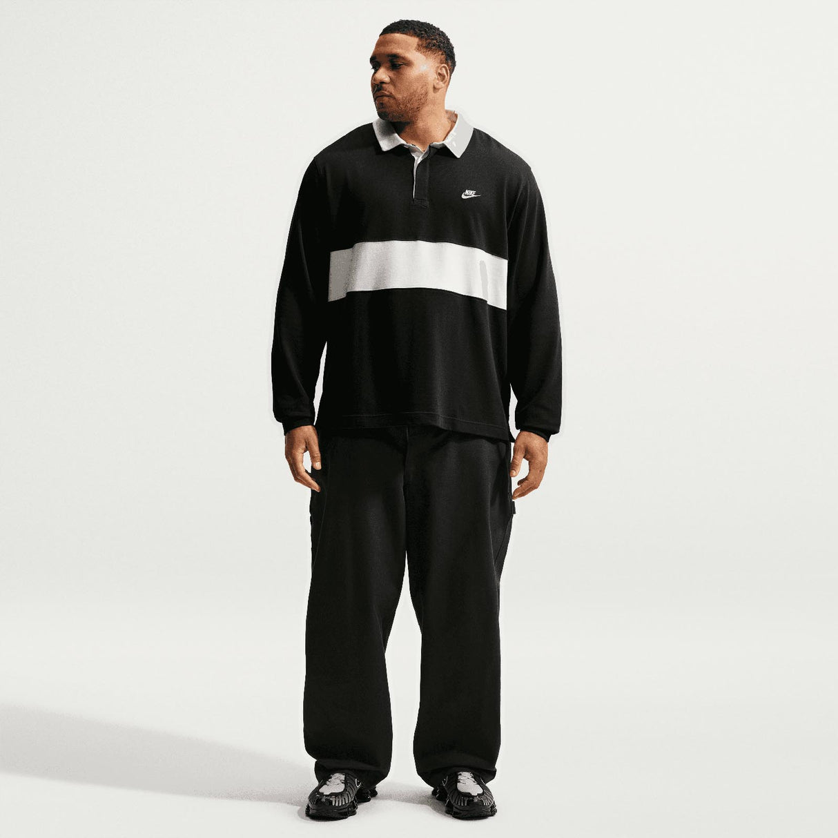 Nike Mens Club LS Rugby Top Black