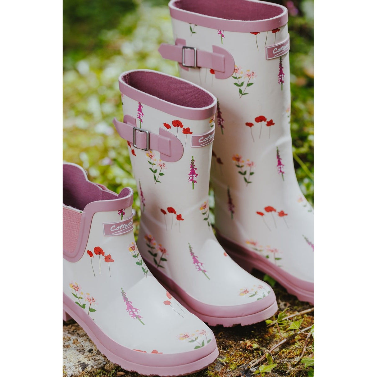 Cotswold Womens Wildflower Ankle Wellingtons Pink