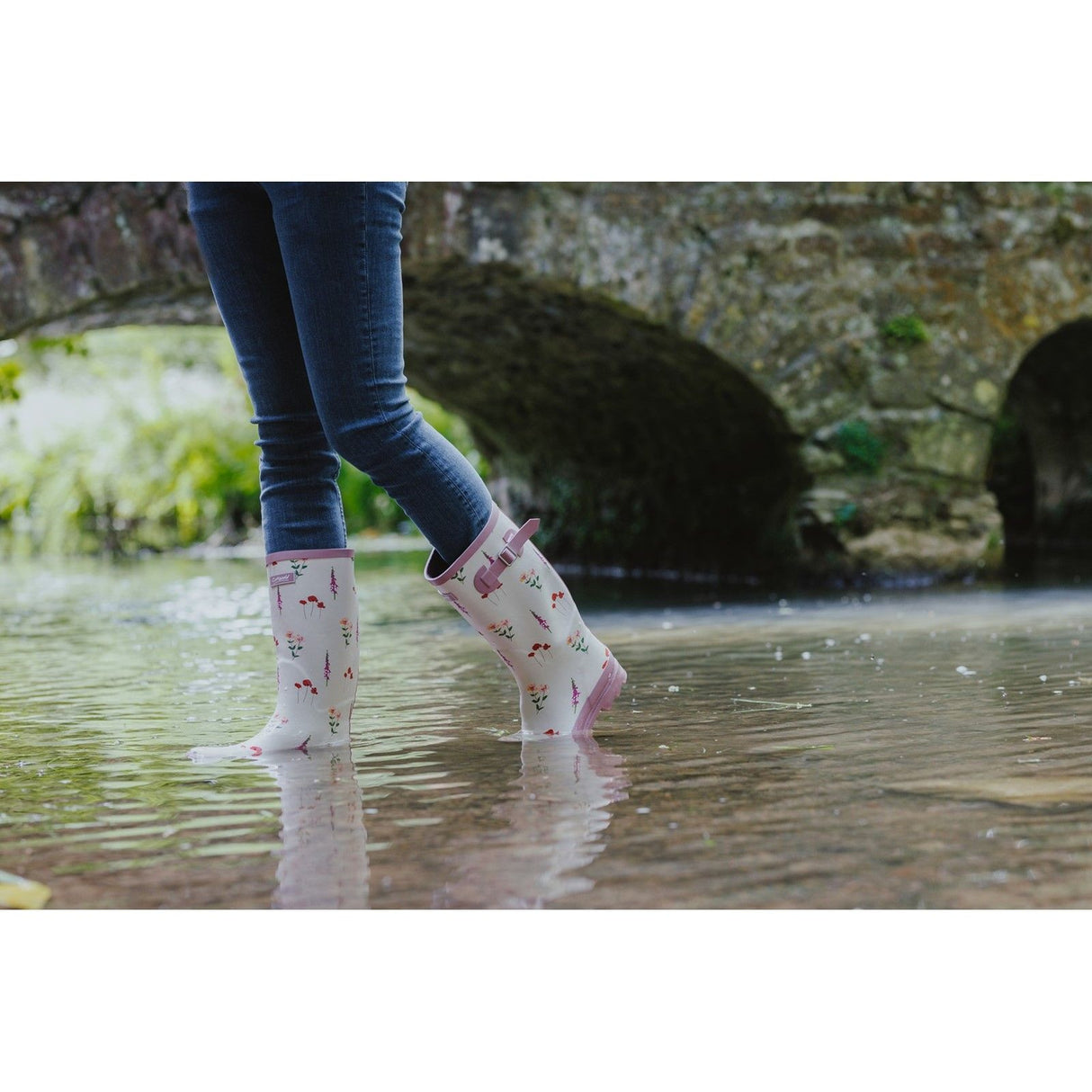Cotswold Womens Wildflower Tall Wellingtons Pink