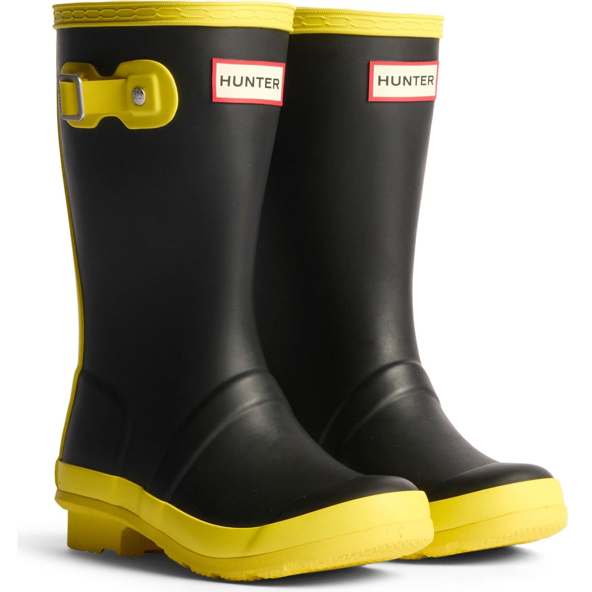 Hunter Junior Kids Junior Originals Boot Black/Illuminating Yellow