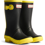 Hunter Junior Kids Junior Originals Boot Black/Illuminating Yellow