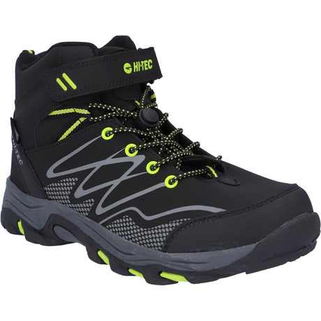 Hi-Tec Junior Boys Blackout Mid Boots Black/Lime