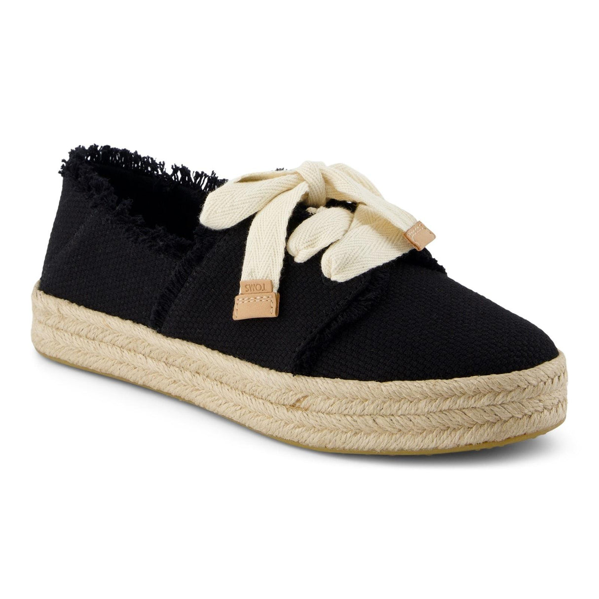 TOMS Womens Carolina Lace Up Espadrille Black Beachside
