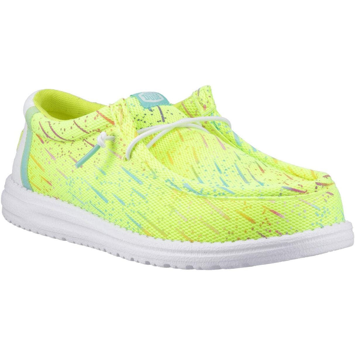 HEYDUDE Mens Wally Party Mesh Shoes Lime Punch/White
