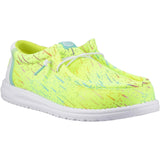 HEYDUDE Mens Wally Party Mesh Shoes Lime Punch/White