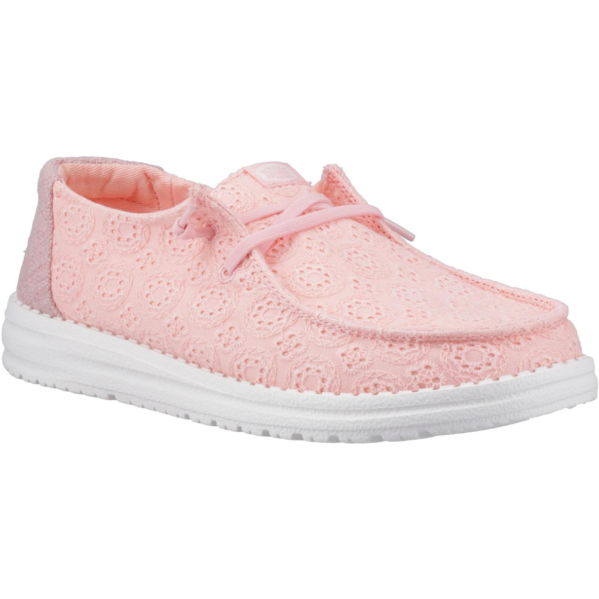 HEYDUDE Womens Wendy Eyelet Lace Shoes Pale Pink