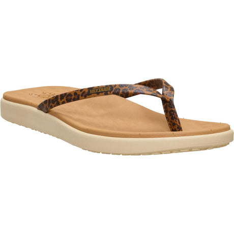 HEYDUDE Womens Maui Breeze Flip Tan Leopard
