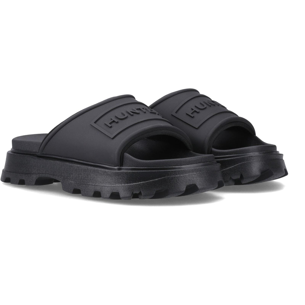 Hunter Womens Moulded Stacked Slider Black