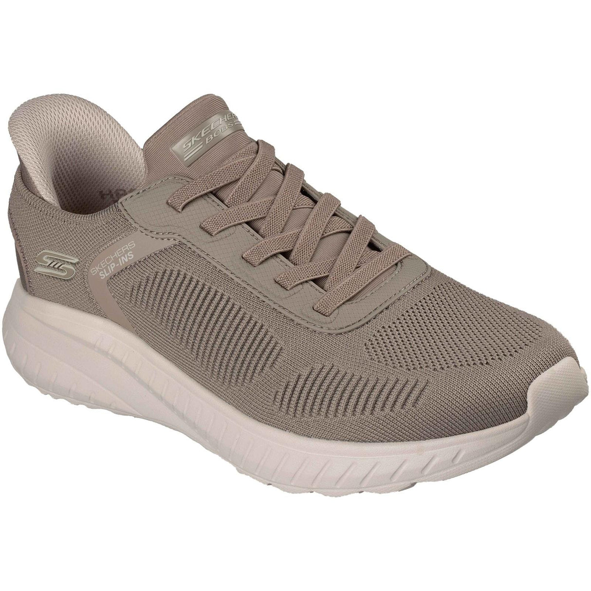 Skechers Mens BOBS Sport Squad Chaos Solid Step Shoe Dark Taupe