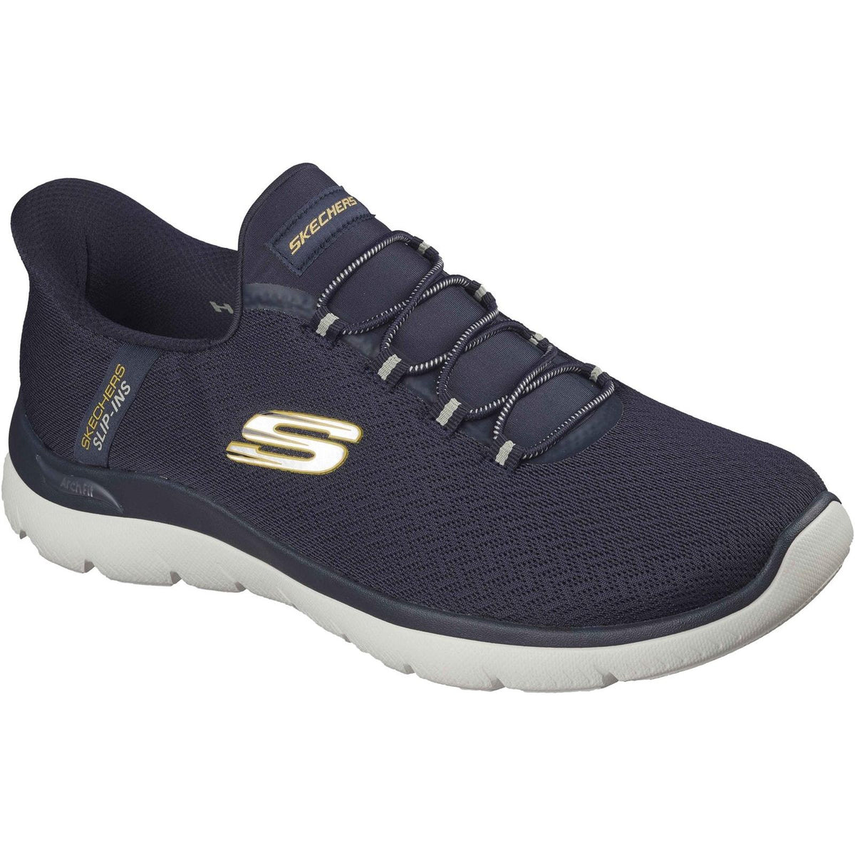 Skechers Mens Arch Fit Summits Kynor Trainers Navy/Yellow