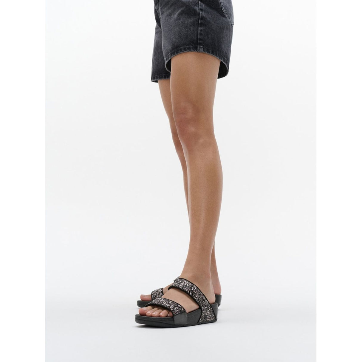 Fitflop Womens Lulu 2 Bar Glitter Sandal Black/Multi
