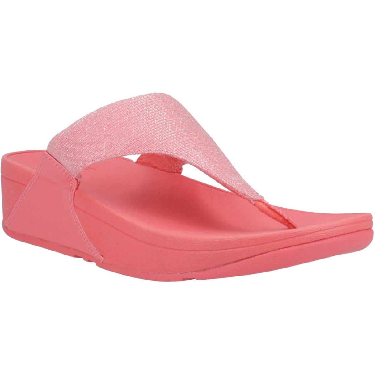 Fitflop Womens Lulu Shimmerlux Toe Post Sandals Rosy Coral