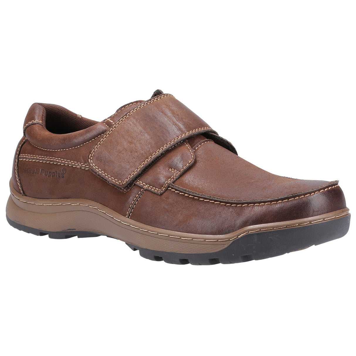 Hush Puppies Mens Casper Touch Fastening Shoes Brown