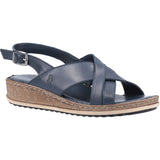 Hush Puppies Womens Elena Cross Over Wedge Sandal Navy