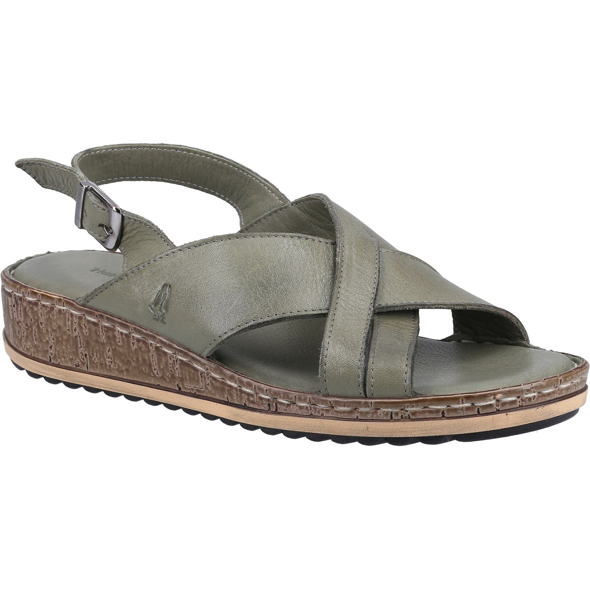 Hush Puppies Womens Elena Cross Over Wedge Sandal Olive