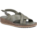 Hush Puppies Womens Elena Cross Over Wedge Sandal Olive