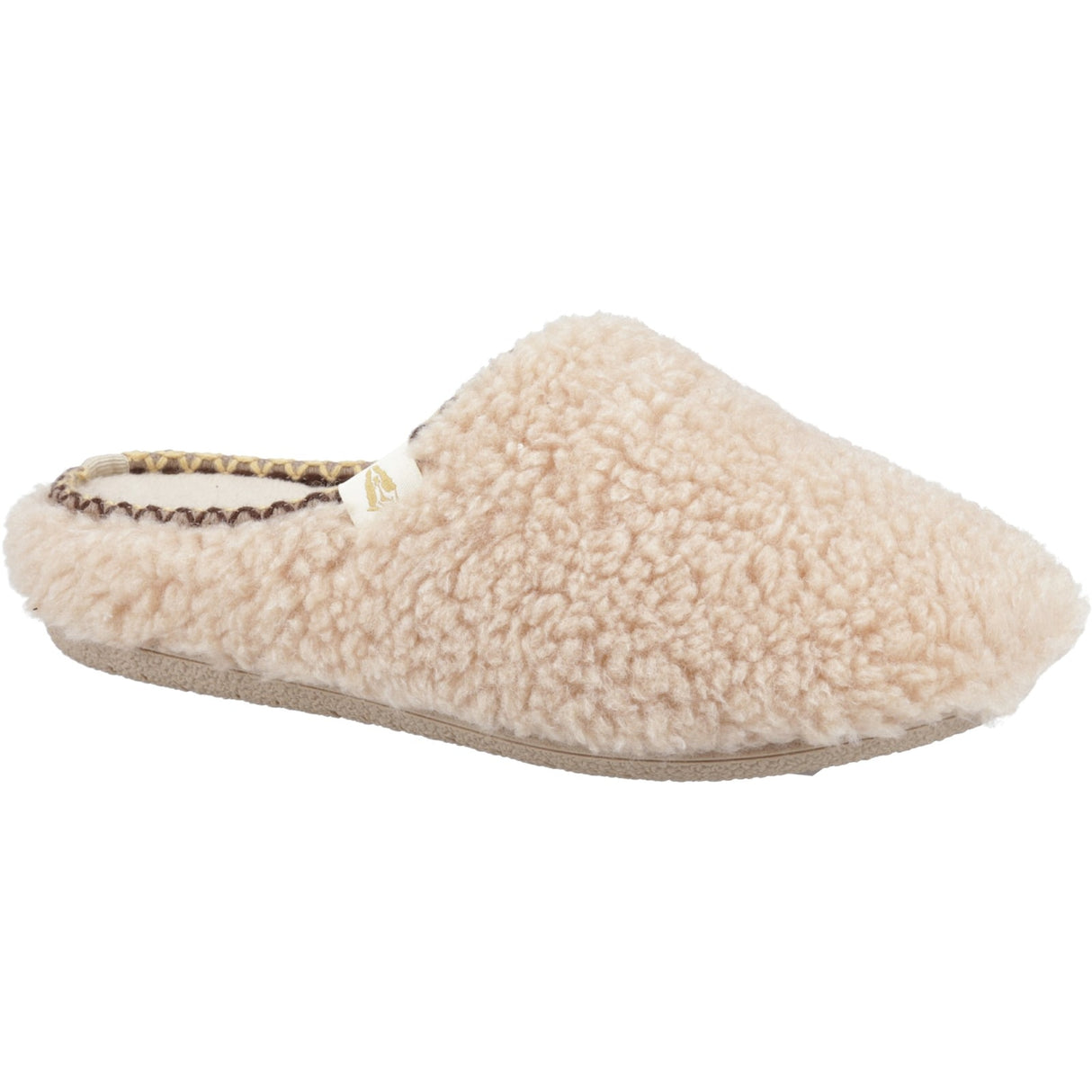 Hush Puppies Womens Good Slipper Teddy Mule Beige