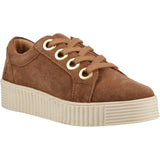 Hush Puppies Womens Tamsin Suede Trainer Tan