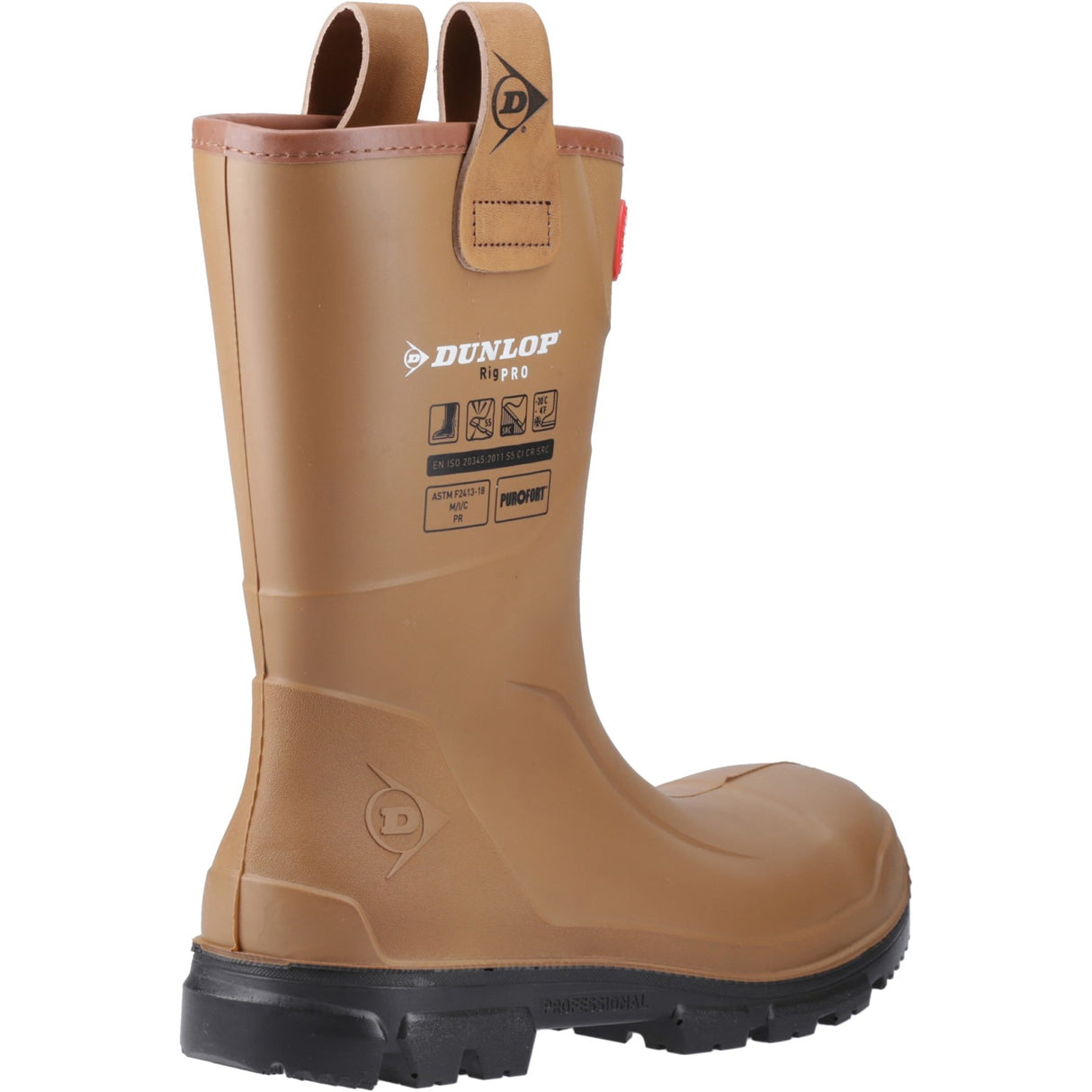 Dunlop Unisex Purofort RigPRO Full Safety Synthetic Fur lining Wellington Brown/Black