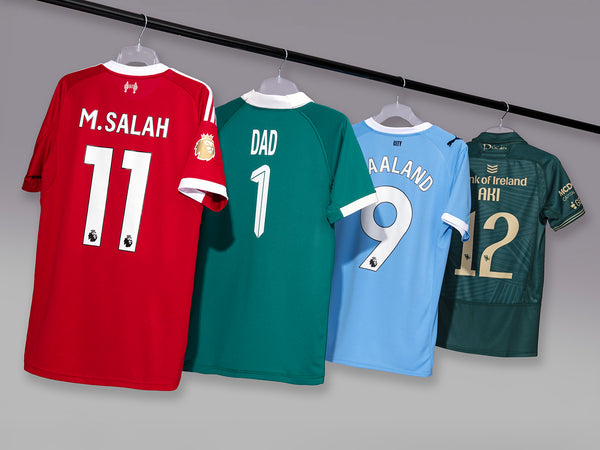 A collection of 2025/26 Team Jerseys that are available for Jersey Print Personalisation at Intersport Elverys