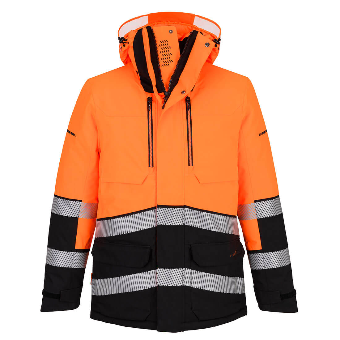 Portwest EV4 Hi-Vis Expedition Parka Jacket Orange/Black