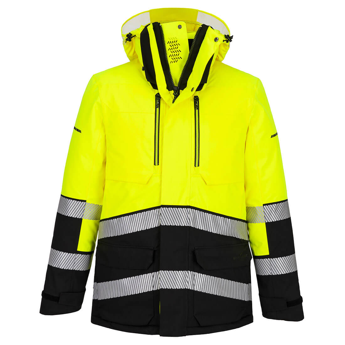 Portwest EV4 Hi-Vis Expedition Parka Jacket Yellow/Black