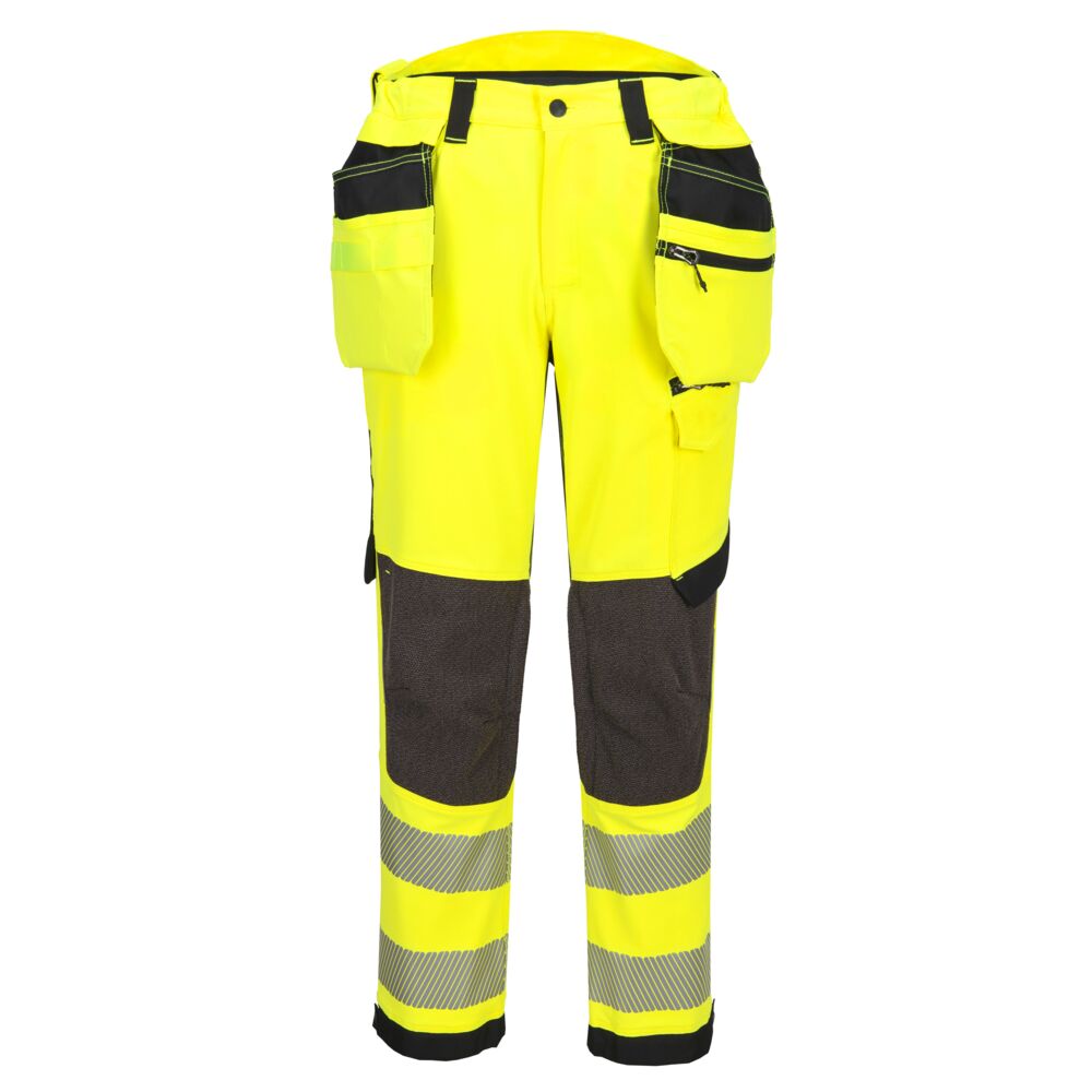 Portwest EV4 Hi-Vis Stretch Detachable Holster Class 2 Trousers Yellow/Black Short