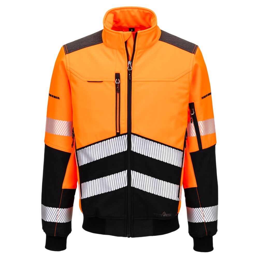 Portwest EV4 Hi-Vis Softshell Bomber (3L) Orange/Black