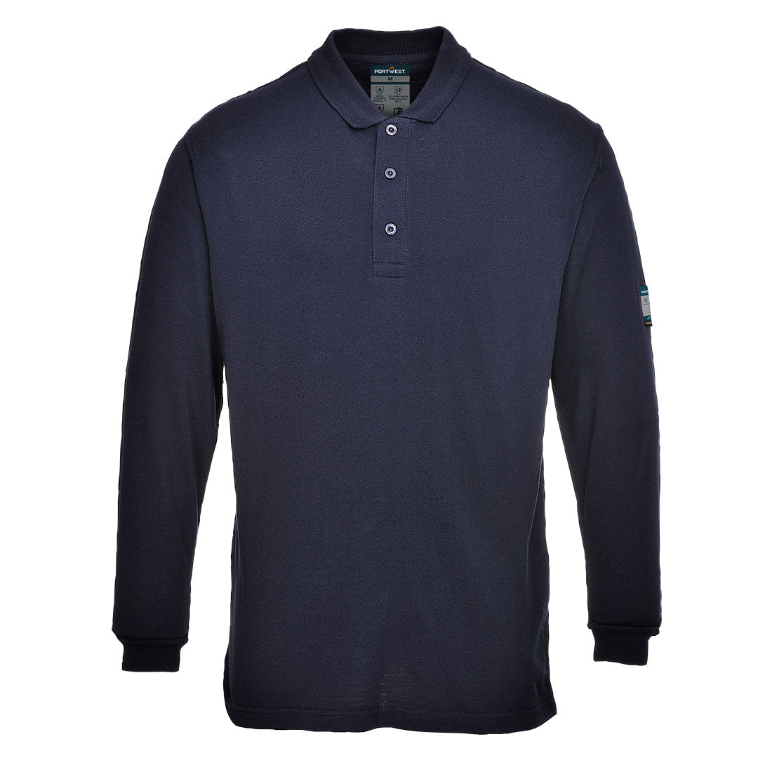 Portwest Modaflame Knit FR Long Sleeve Polo Shirt Navy