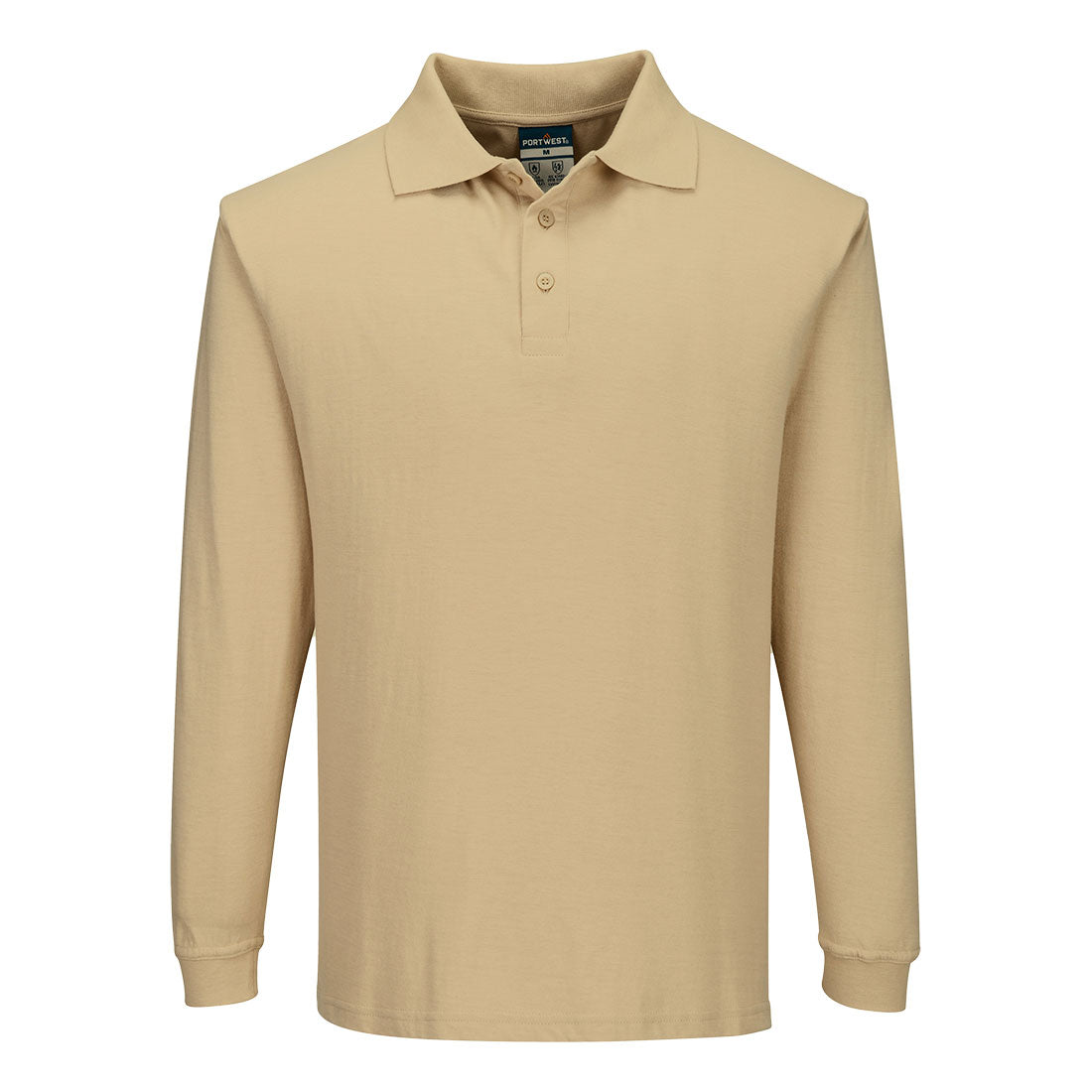 Portwest Modaflame Knit FR Long Sleeve Polo Shirt Tan