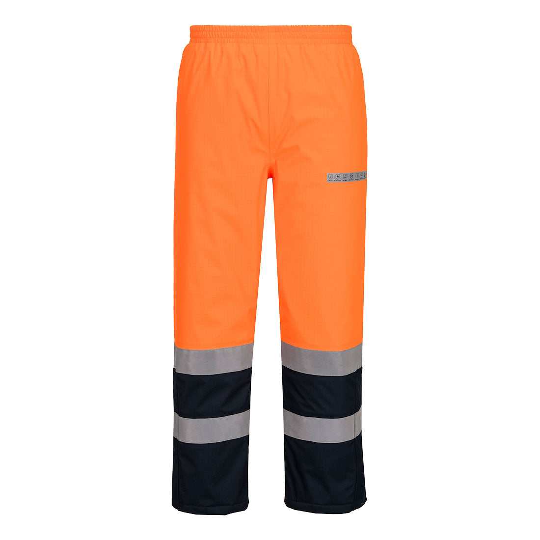 Portwest Bizflame Rain+ Hi-Vis Multi-Norm Contrast FR Winter Trousers Orange/Navy