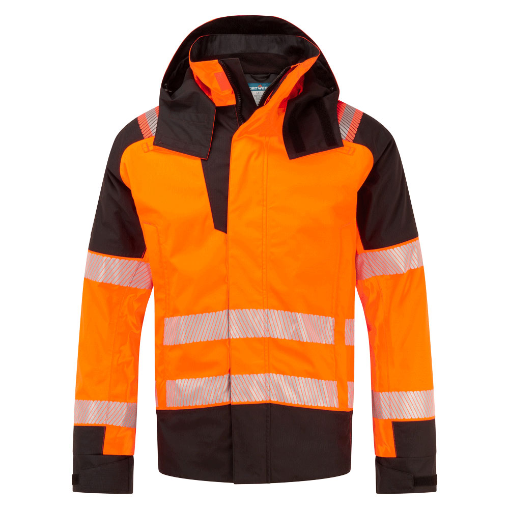 Portwest PW3 Modaflame Rain+ Hi-Vis Multi-Norm FR Winter Jacket Orange/Black