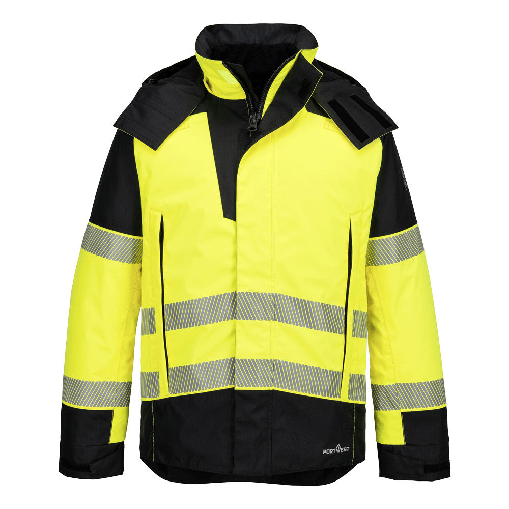 Portwest PW3 Modaflame Rain+ Hi-Vis Multi-Norm FR Winter Jacket Yellow/Black